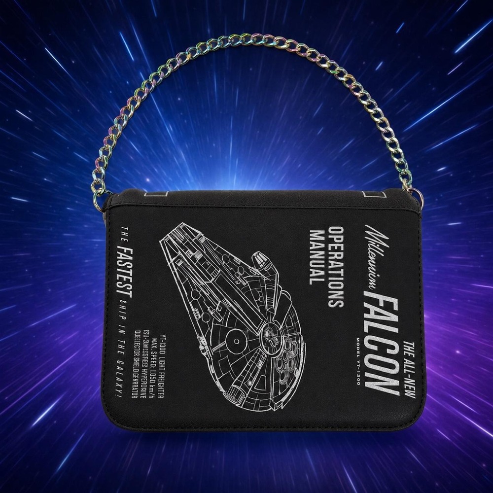 Bioworld Star Wars Millennium Falcon Operations Manual Crossbody Bag Black OS